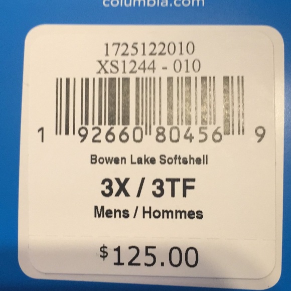 Columbia Bowen Lake Softshell -  3X - Black - Picture 6 of 6